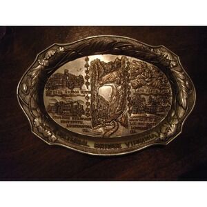 Vintage ENCO Occupied Japan silver souvenir mini‎ tray Natural bridge Virginia